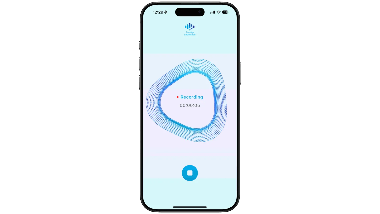 録音中のSecureEdgeの画面